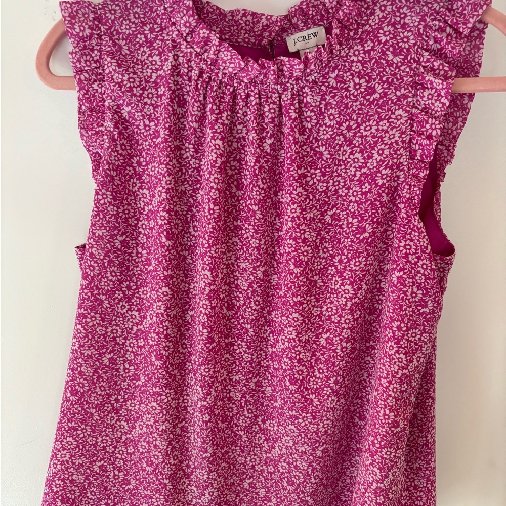 J. Crew Magenta Floral Sleeveless Blouse